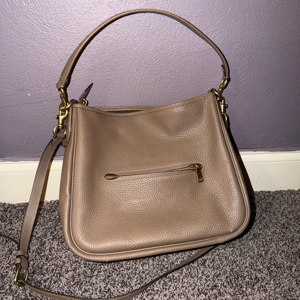Coach Cary Shoulder Bag Dark Stone Pebble Leather Crossbody Hobo - Picture 4 of 15